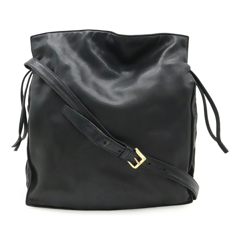 Loewe Flamenco Anagram Shoulder Bag Hobo Crossbody Nappa Leather Black